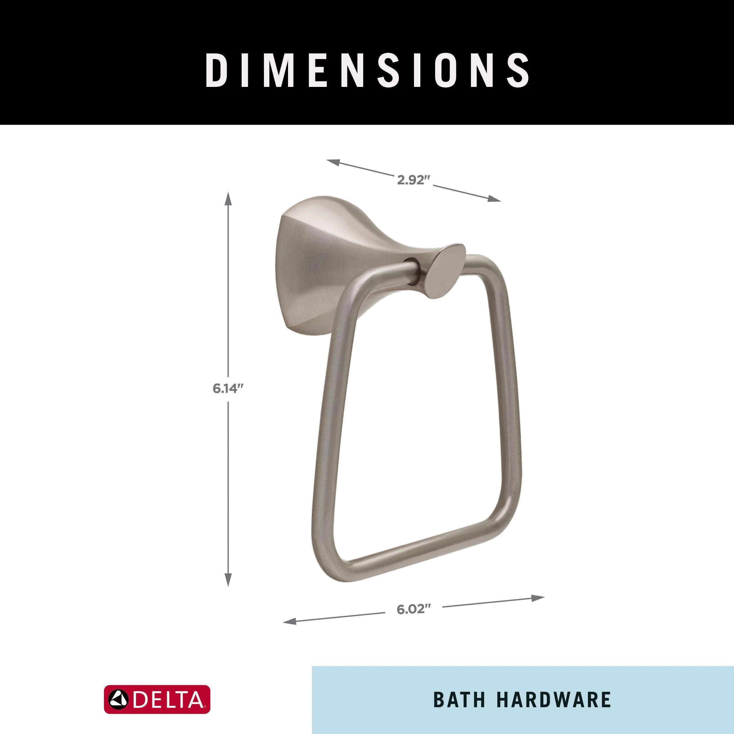 Delta Sandover SpotShield Brushed Nickel Wall Mount Towel Ring - Image 7
