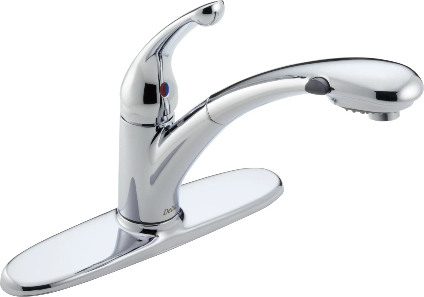 Delta Signature Chrome 1-Handle Deck-Mount Pull-Out Kitchen Faucet with Deck Plate - Image 3