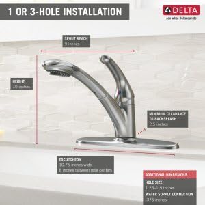 Delta Signature Matte Black 1-Handle Deck-Mount Pull-Out Kitchen Faucet with Deck Plate - Image 3