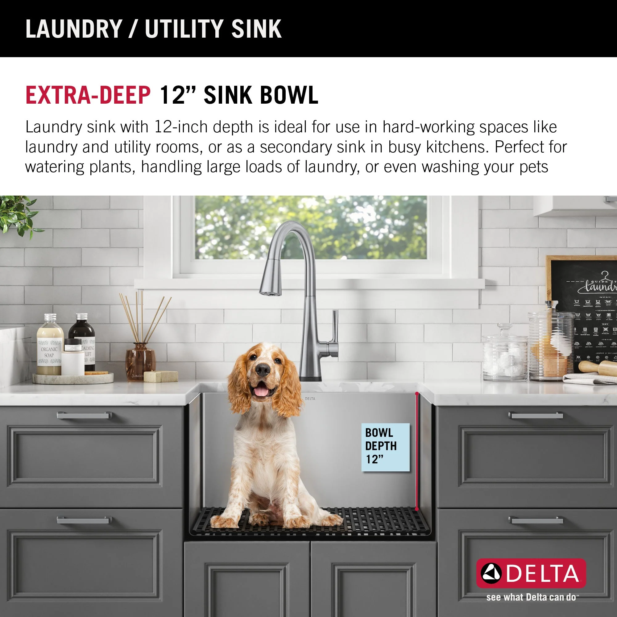 Delta Stainless Steel 1-Basin Undermount Laundry Sink 18x24" - Image 4