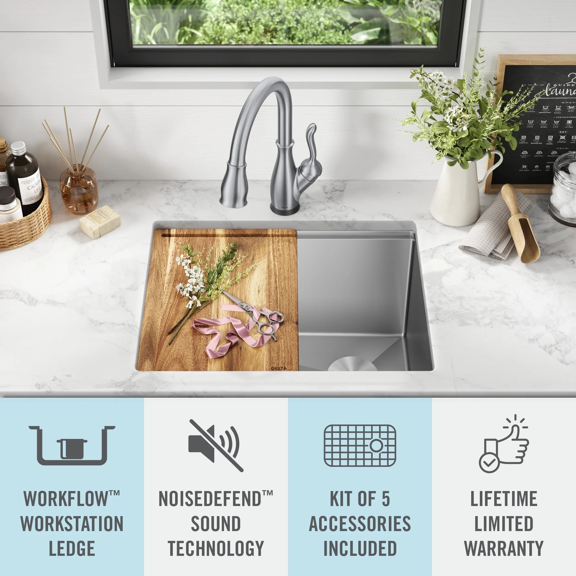 Delta Stainless Steel Undermount Laundry Sink with Drain - Image 3