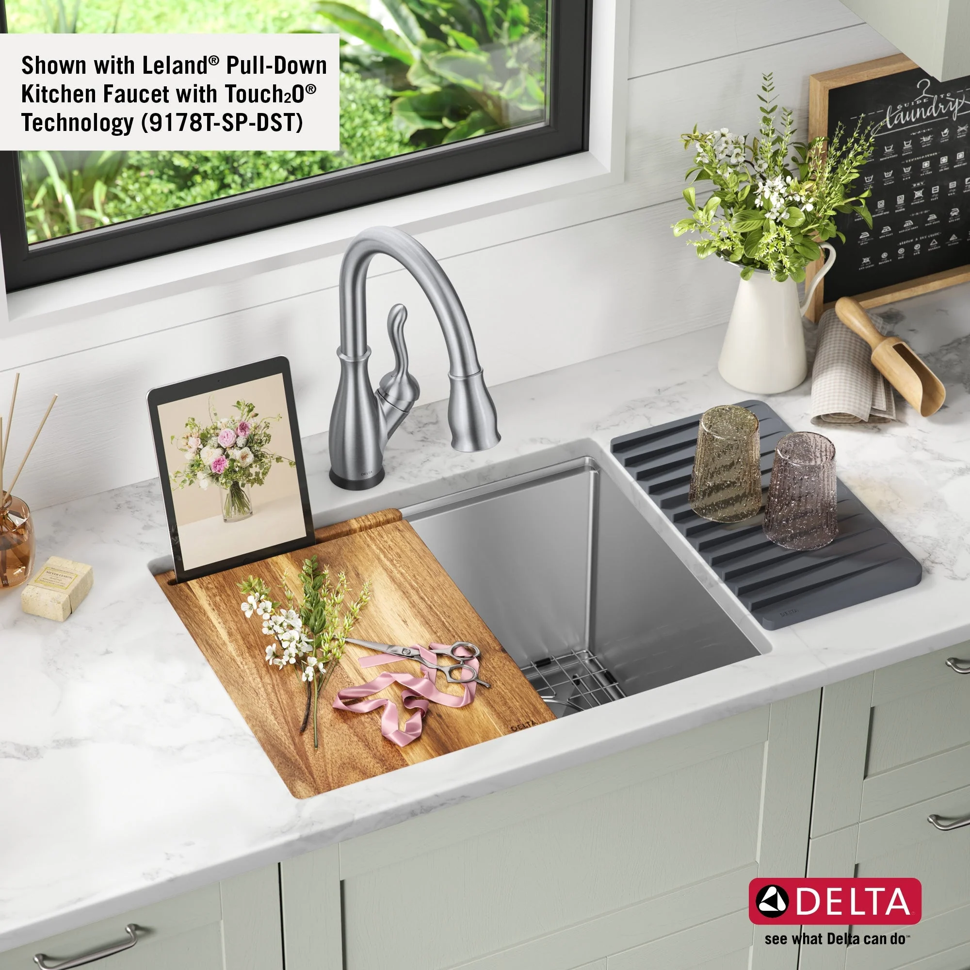 Delta Stainless Steel Undermount Laundry Sink with Drain - Image 5