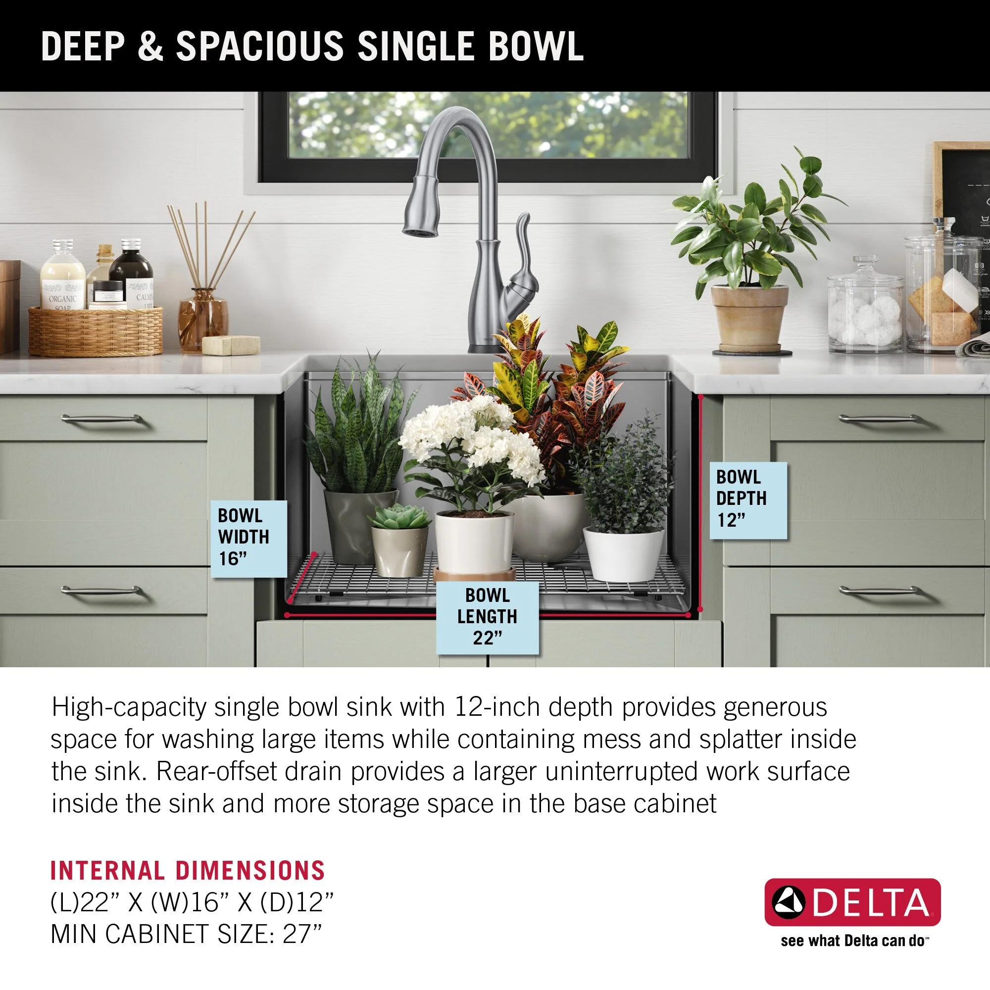 Delta Stainless Steel Undermount Laundry Sink with Drain - Image 8