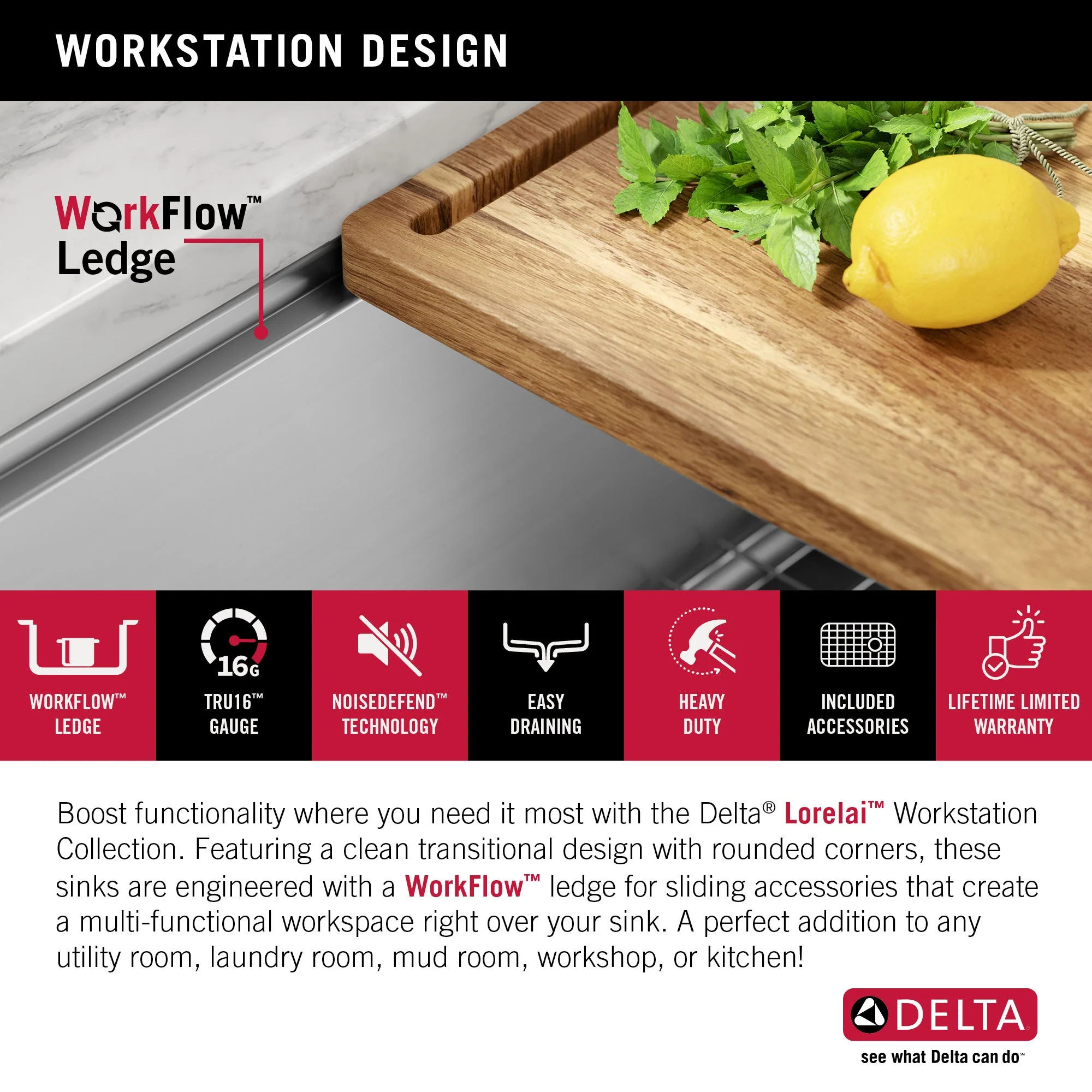 Delta Stainless Steel Undermount Laundry Sink with Workstation and Drain - Image 6