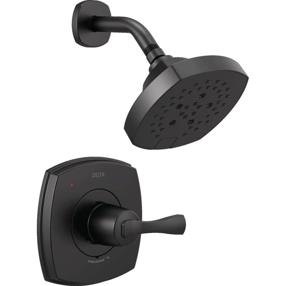 Delta Stryke Matte Black 1-Handle Shower Faucet Trim Kit, H2Okinetic, Valve Not Included - Image 4
