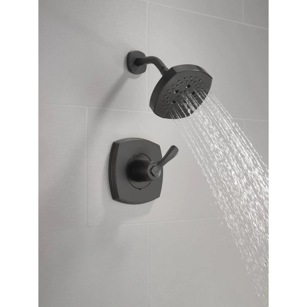 Delta Stryke Matte Black 1-Handle Shower Faucet Trim Kit, H2Okinetic, Valve Not Included - Image 6