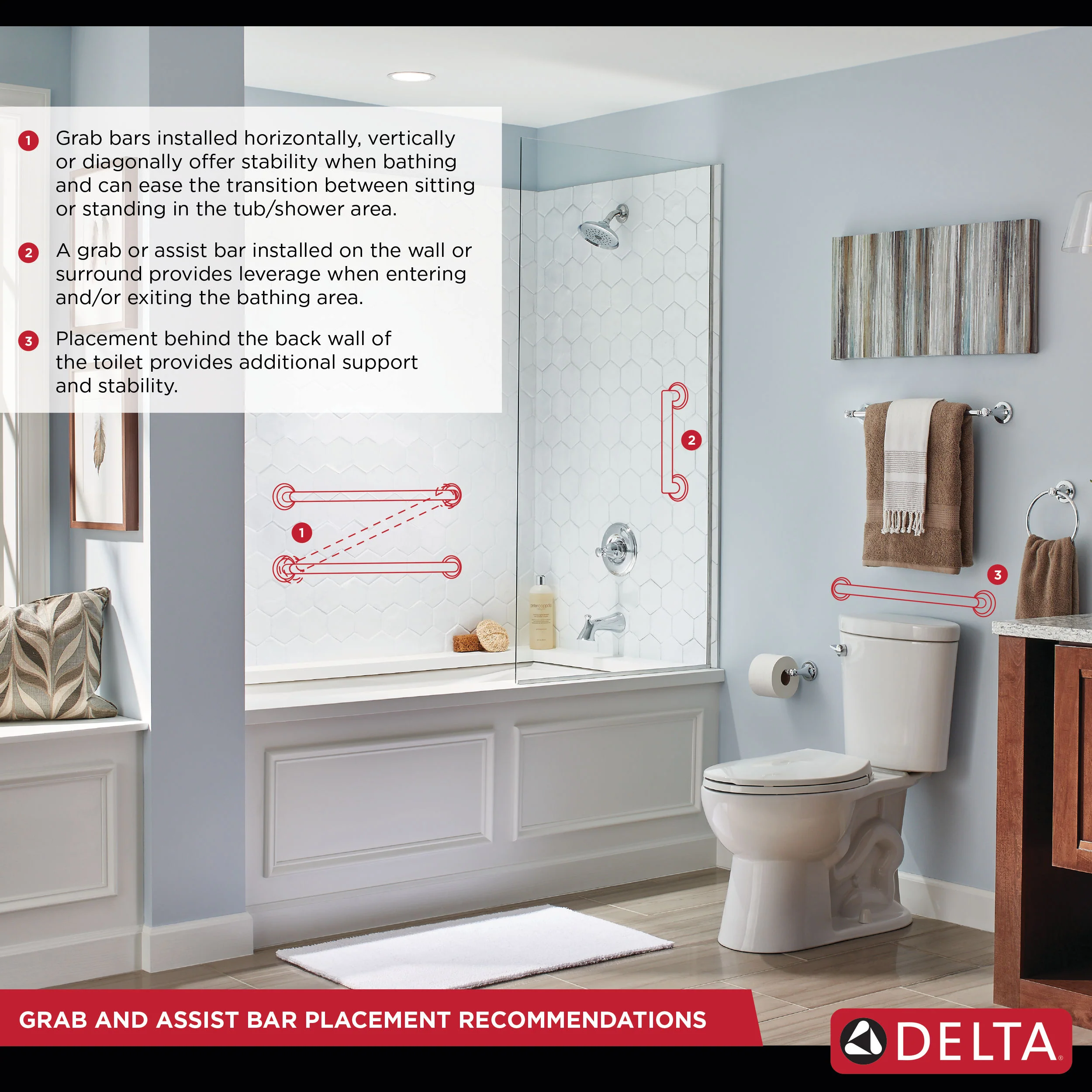 Delta Traditional 12-in Brilliance Stainless Steel Wall Mount ADA-Compliant Grab Bar - Image 4