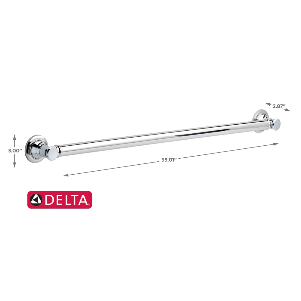 Delta Traditional 36-in Polished Chrome Wall Mount ADA-Compliant Grab Bar - Image 3