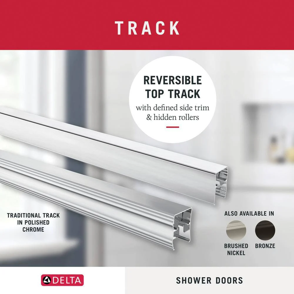 Delta Traditional 60 in. x 58-3/8 in. Semi-Frameless Sliding Bathtub Door, Chrome, 1/4 in. (6mm) Clear Glass - Image 3