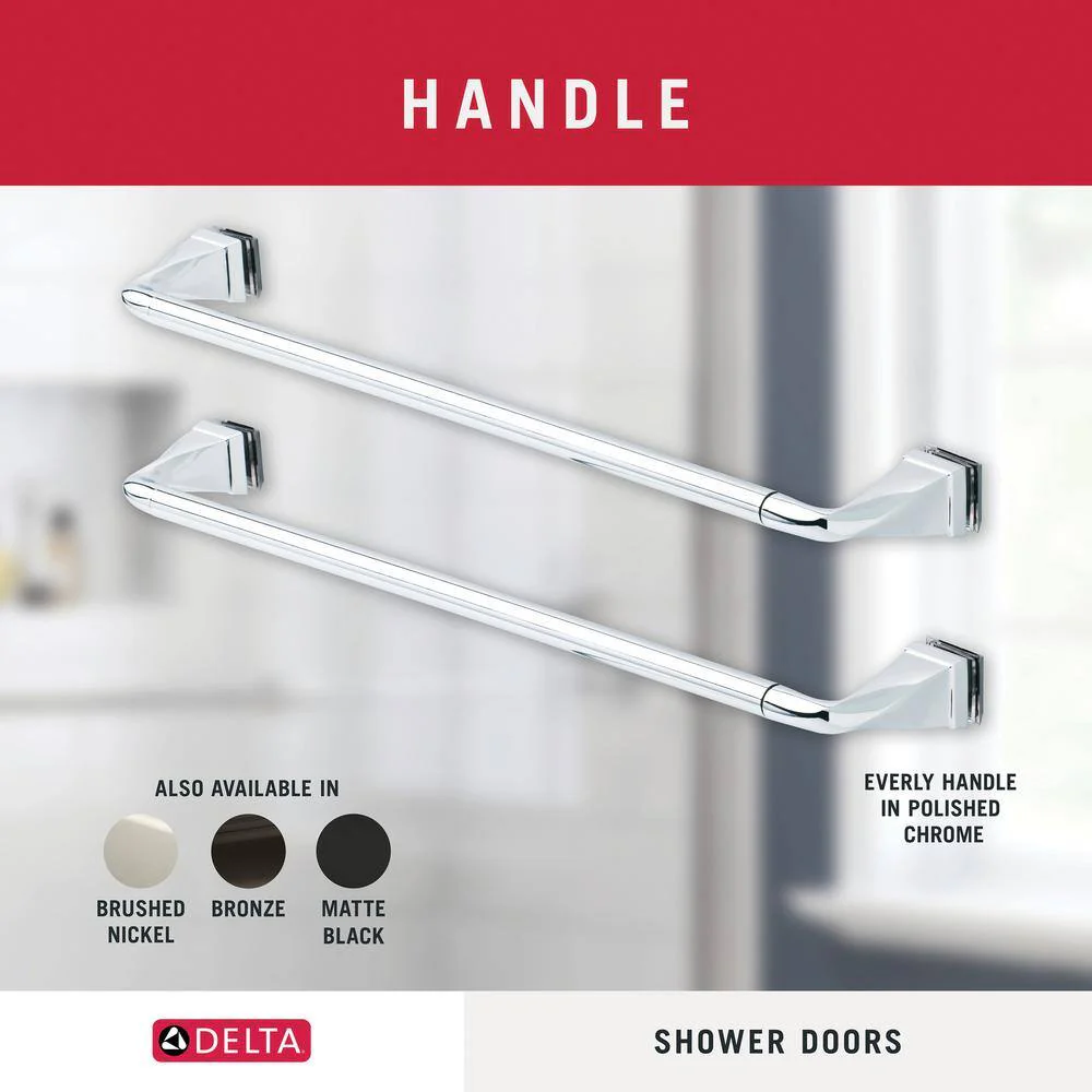 Delta Traditional 60 in. x 58-3/8 in. Semi-Frameless Sliding Bathtub Door, Chrome, 1/4 in. (6mm) Clear Glass - Image 4