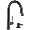 Delta Trask Matte Black Single-Handle Pull-Down Kitchen Faucet with Deck Plate and Soap Dispenser - Image 2