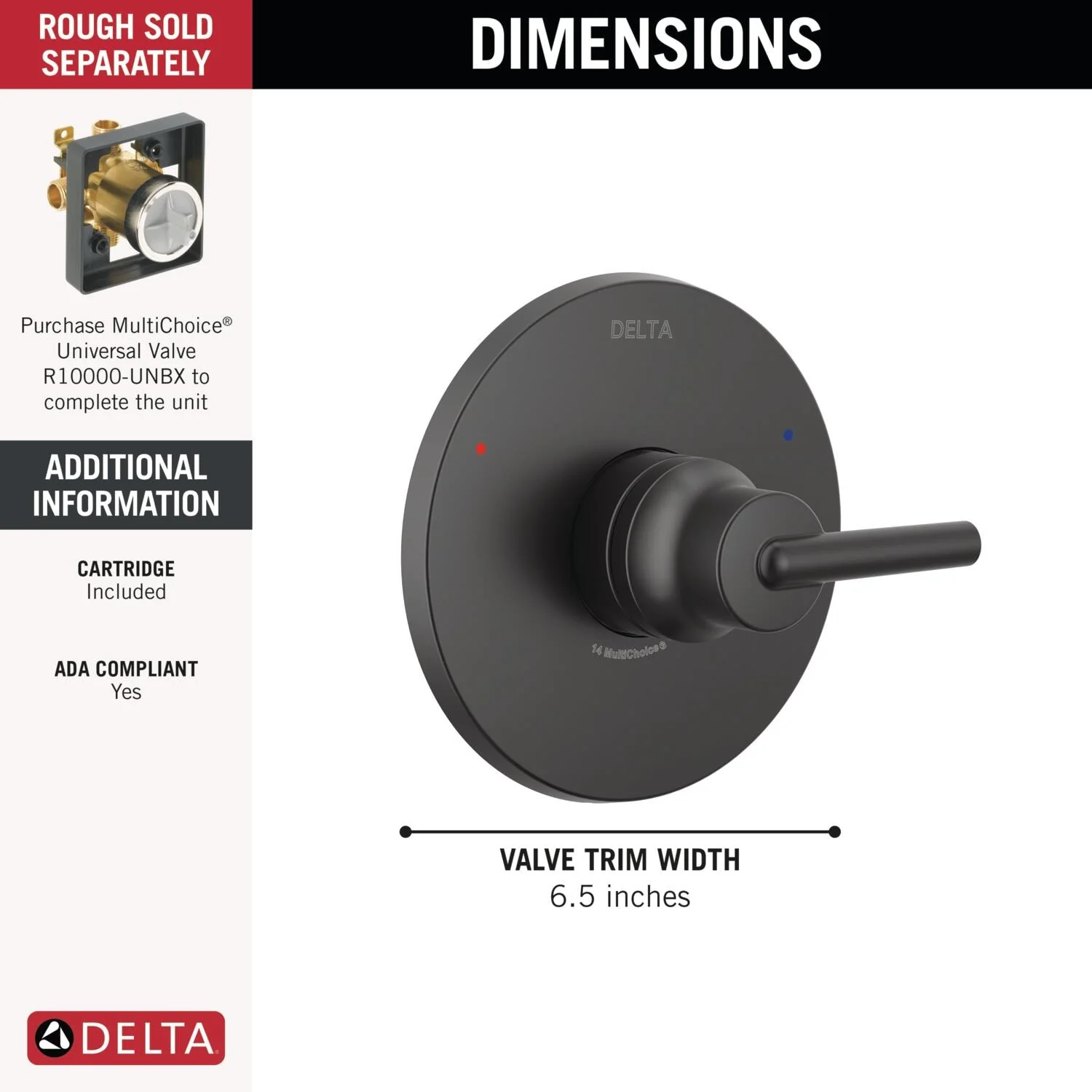 Delta Trinsic 0.5-in ID Matte Black Bathtub/Shower Escutcheon Trim Ring, 6.5-in Dia - Image 2