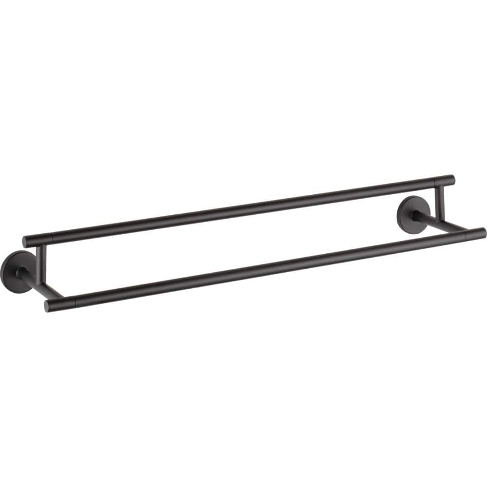 Delta Trinsic 24-in Double Matte Black Wall-Mount Towel Bar