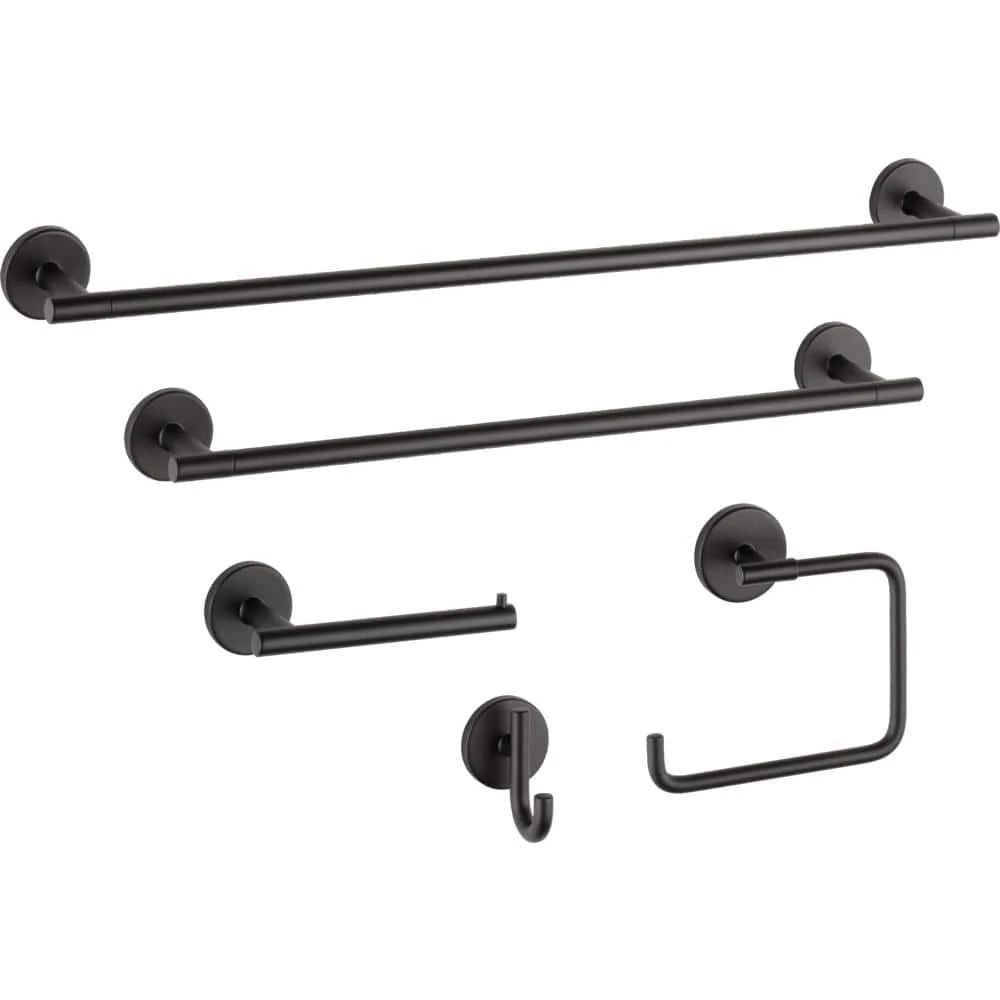 Delta Trinsic 24-in Double Matte Black Wall-Mount Towel Bar - Image 3