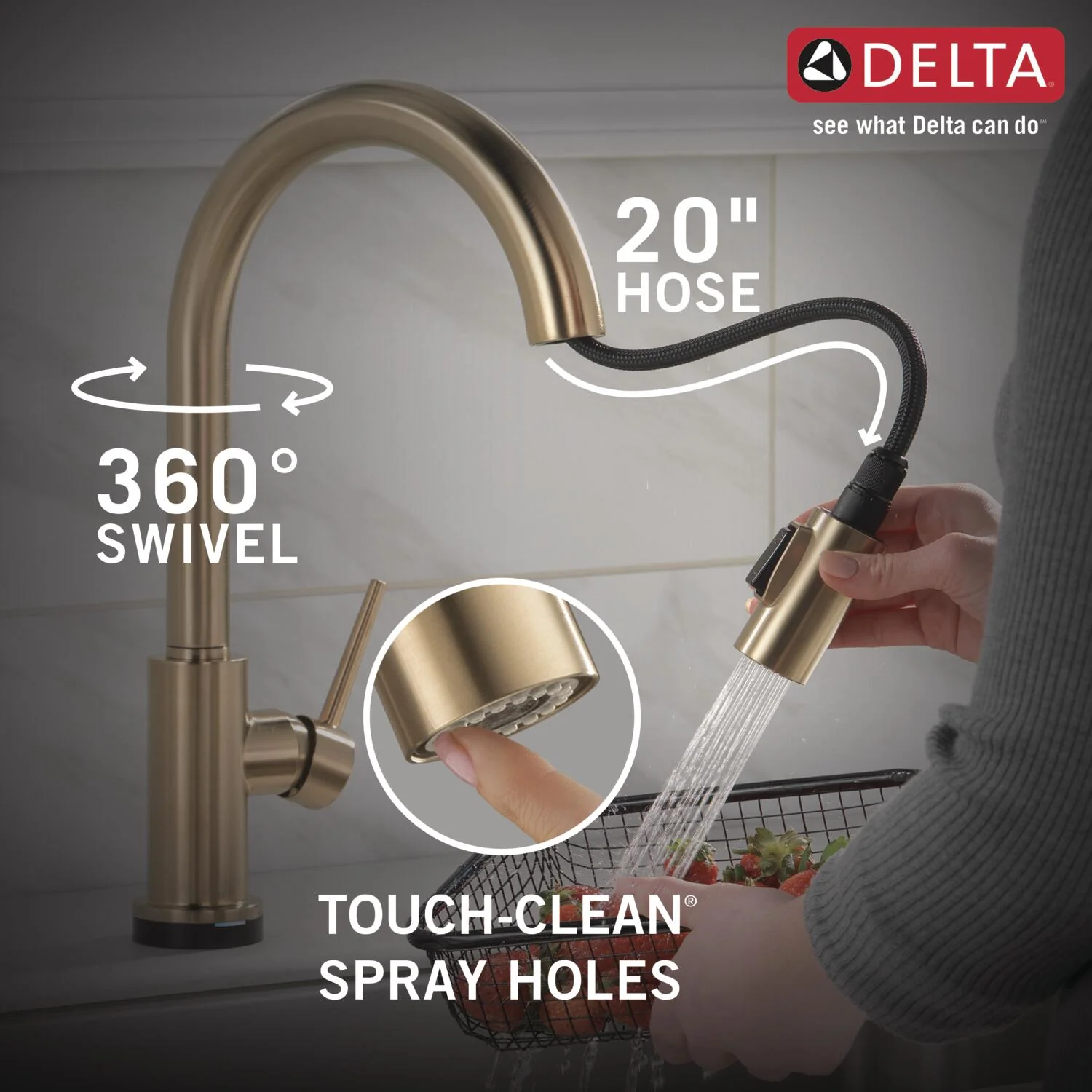 Delta Trinsic Touch2O Champagne Bronze 1-Handle Deck-Mount Pull-Down Touch Kitchen Faucet - Image 7