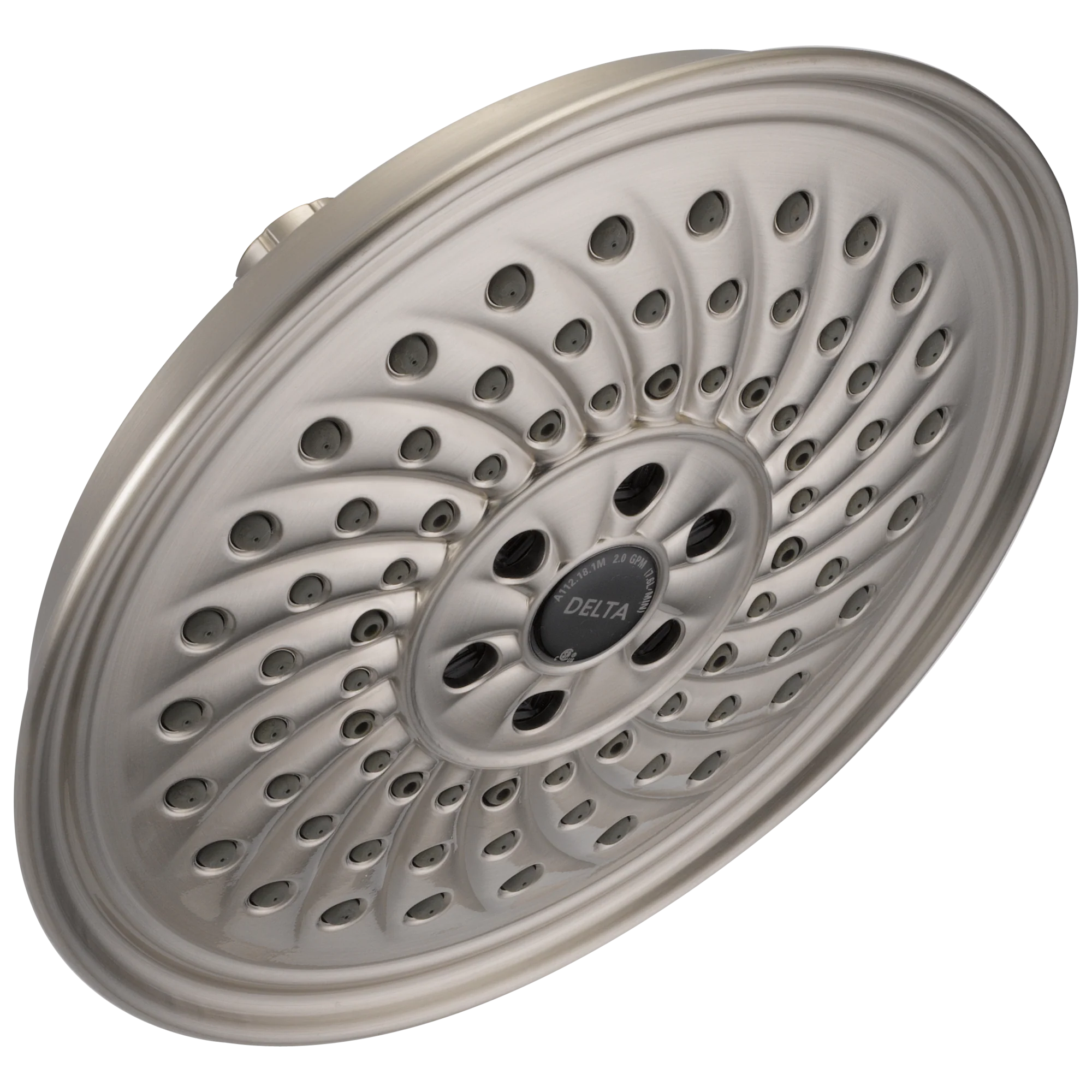 Delta Universal Showering Components Brushed Nickel 3-Spray Rain Shower Head, 8-in Round, 1.75 GPM (6.6 LPM)