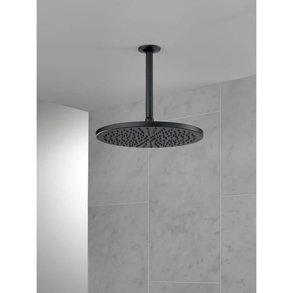 Delta Universal Showering Components Matte Black 1-Spray Rain Shower Head, 2.5 GPM, 11.75 in. - Image 8