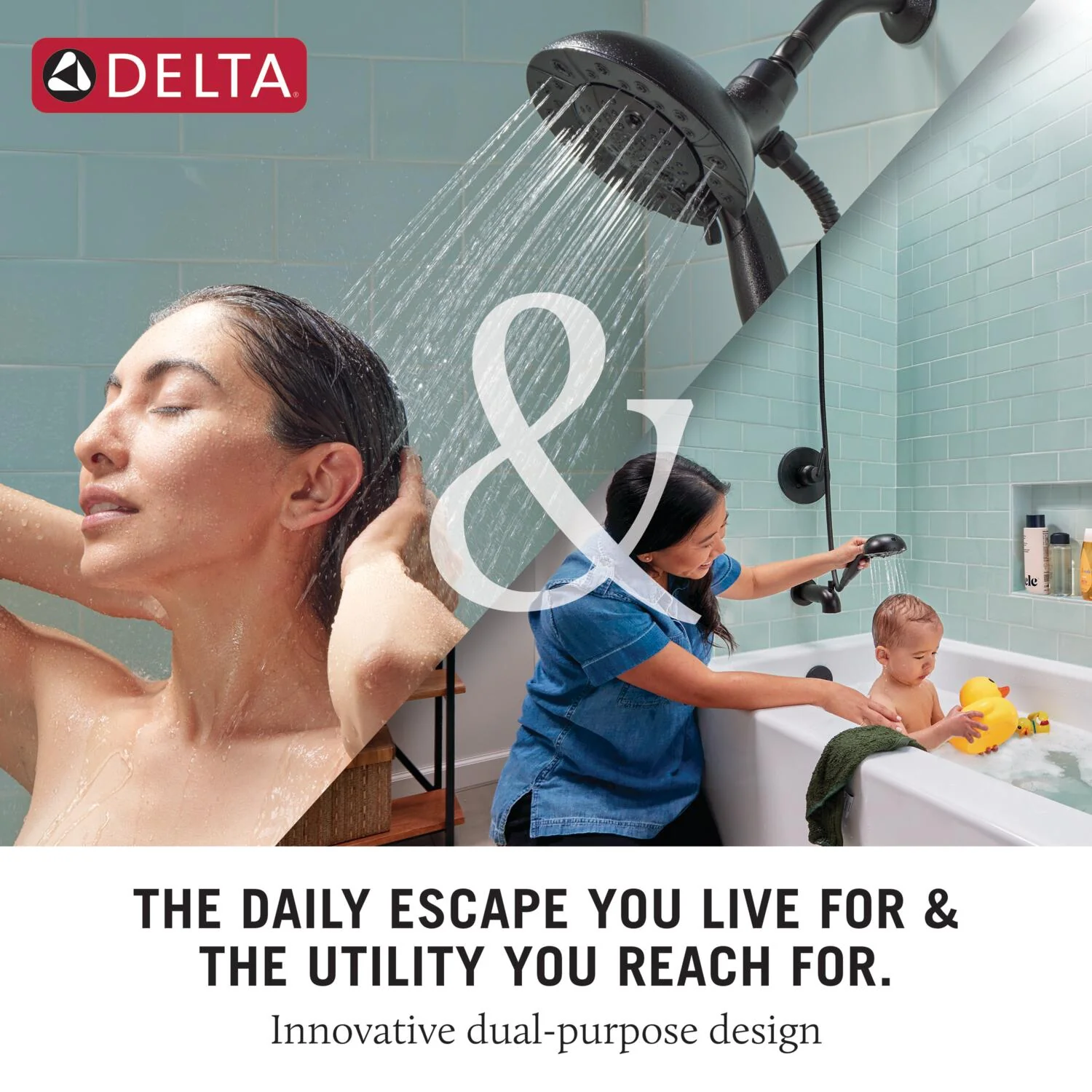 Delta Universal Showering Components Matte Black 5-Spray Dual/Combo Shower Head with Hand Shower, 1.75 GPM (6.6 LPM), 6.88-in - Image 3