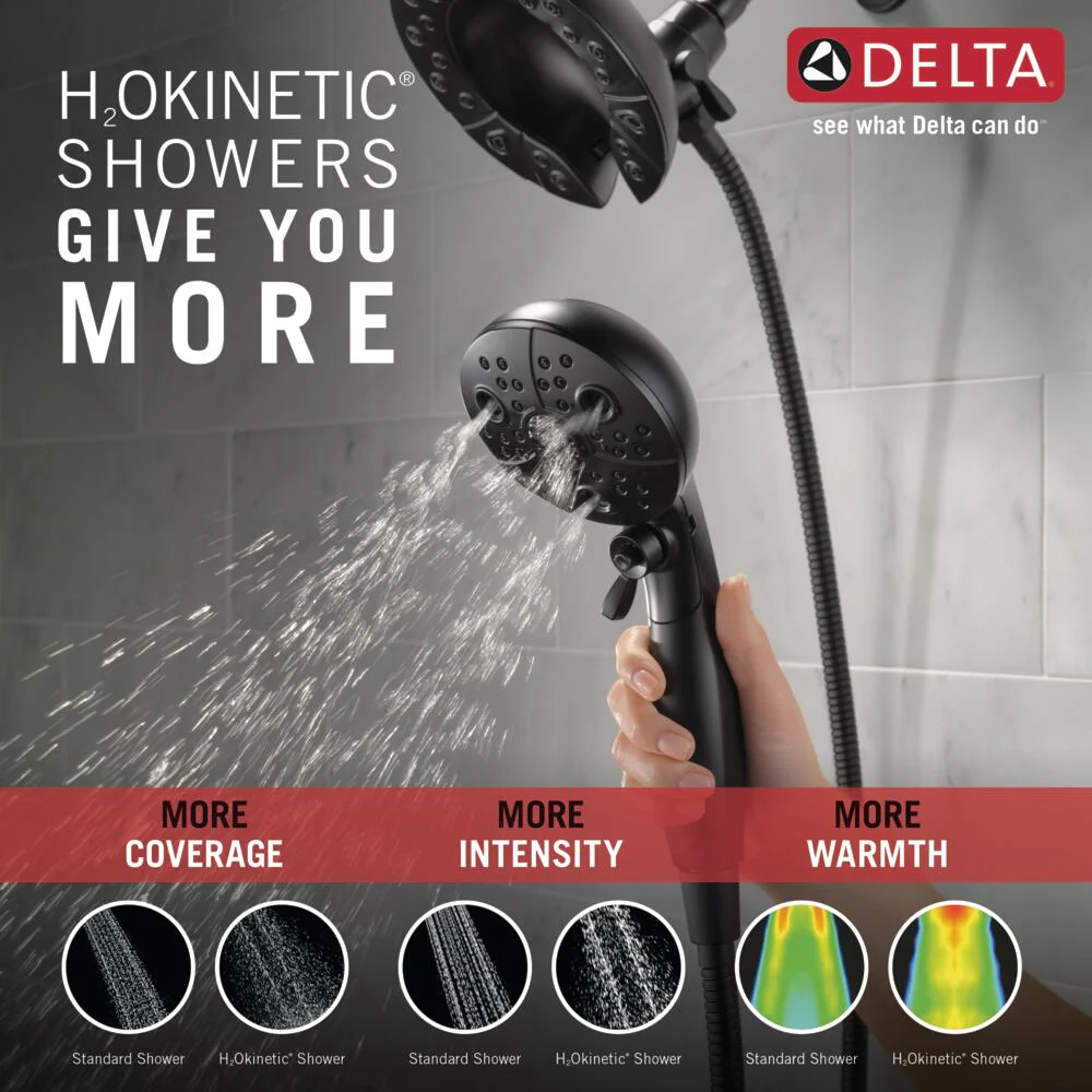Delta Universal Showering Components Matte Black 5-Spray Dual/Combo Shower Head with Hand Shower, 1.75 GPM (6.6 LPM), 6.88-in - Image 6
