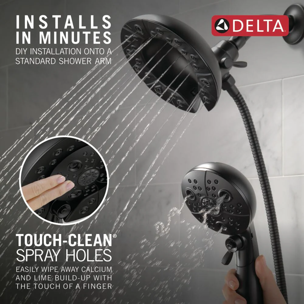 Delta Universal Showering Components Matte Black 5-Spray Dual/Combo Shower Head with Hand Shower, 1.75 GPM (6.6 LPM), 6.88-in - Image 7