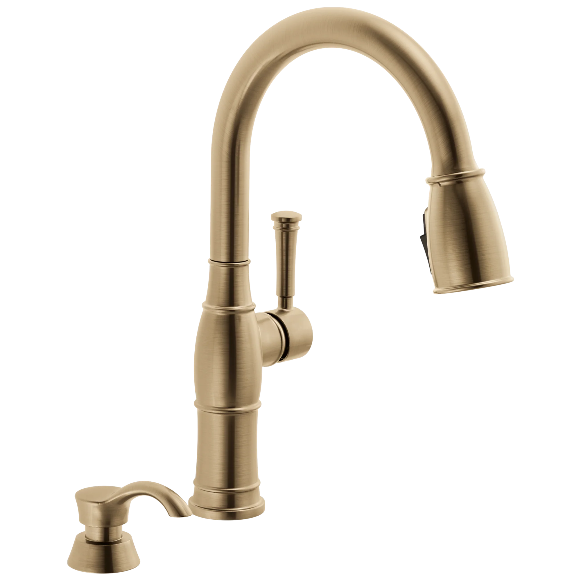 Delta Valdosta 1-Handle Deck-Mount Pull-Down Kitchen Faucet with Deck Plate and Soap Dispenser, Champagne Bronze - Image 2