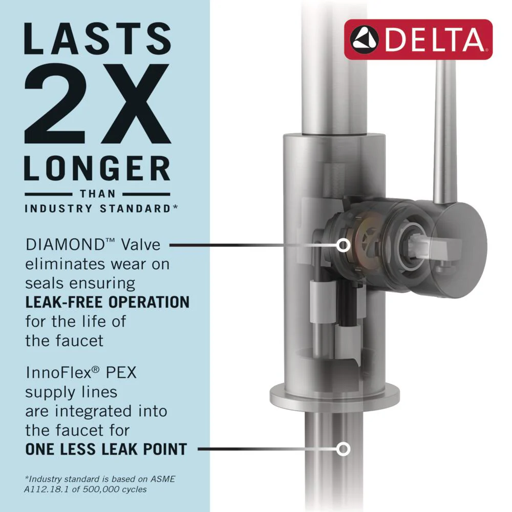 Delta Valdosta 1-Handle Deck-Mount Pull-Down Kitchen Faucet with Deck Plate and Soap Dispenser, Champagne Bronze - Image 3