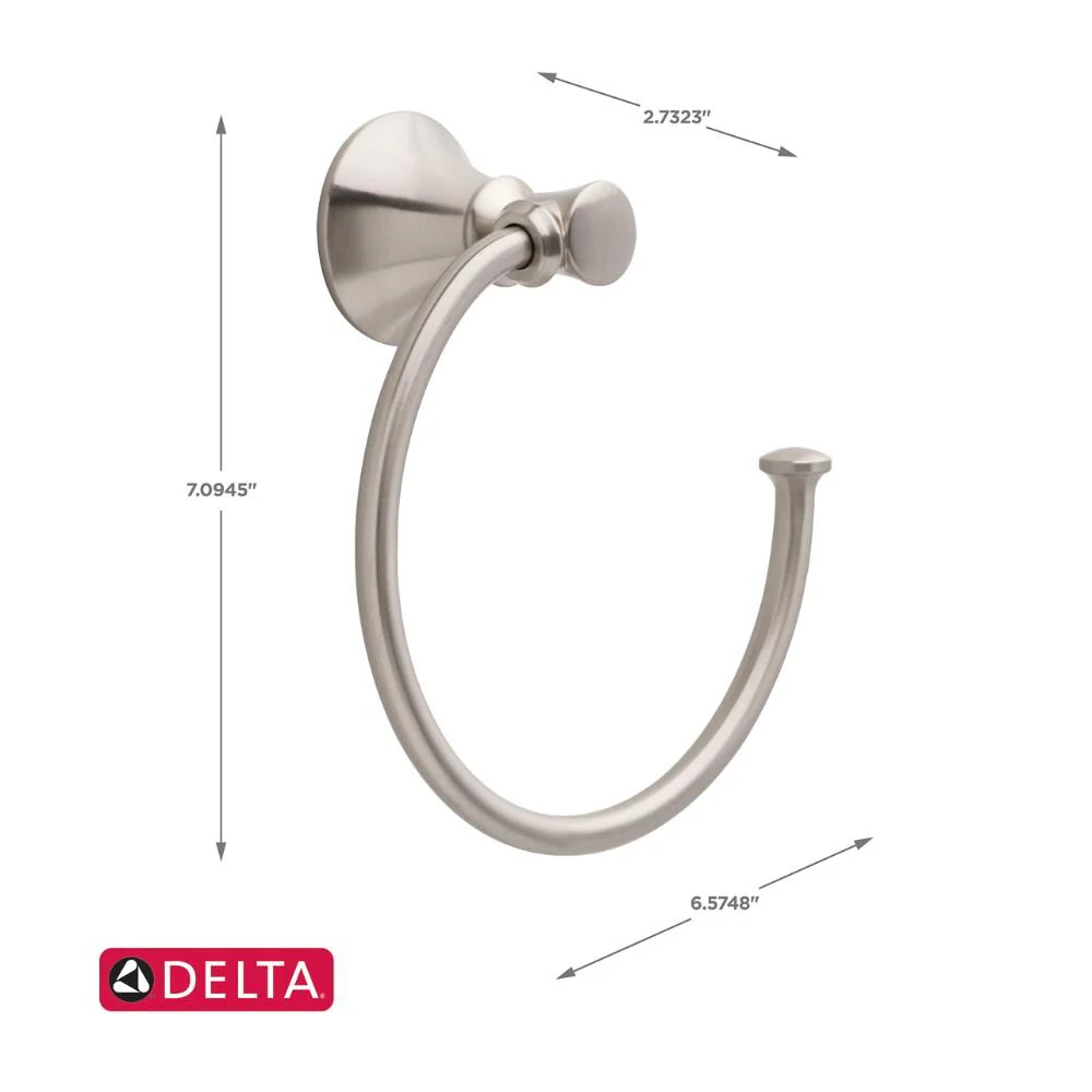 Delta Valdosta Satin Nickel Wall Mount Towel Ring - Image 6