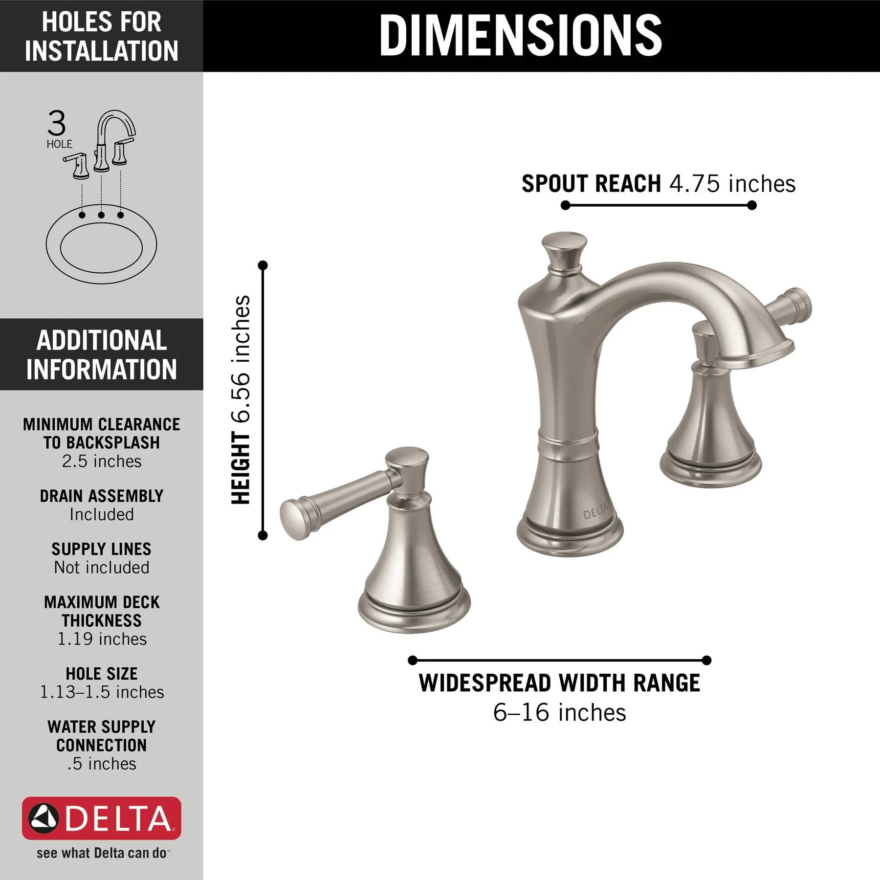 Delta Valdosta SpotShield Brushed Nickel 2-Handle Widespread WaterSense Bathroom Sink Faucet with Drain - Image 2