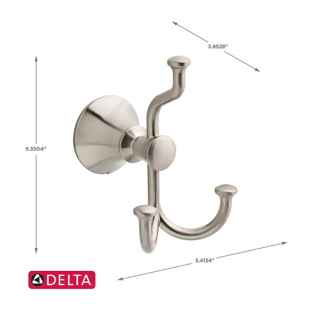 Delta Valdosta Triple Hook Satin Nickel Towel Hook - Image 7