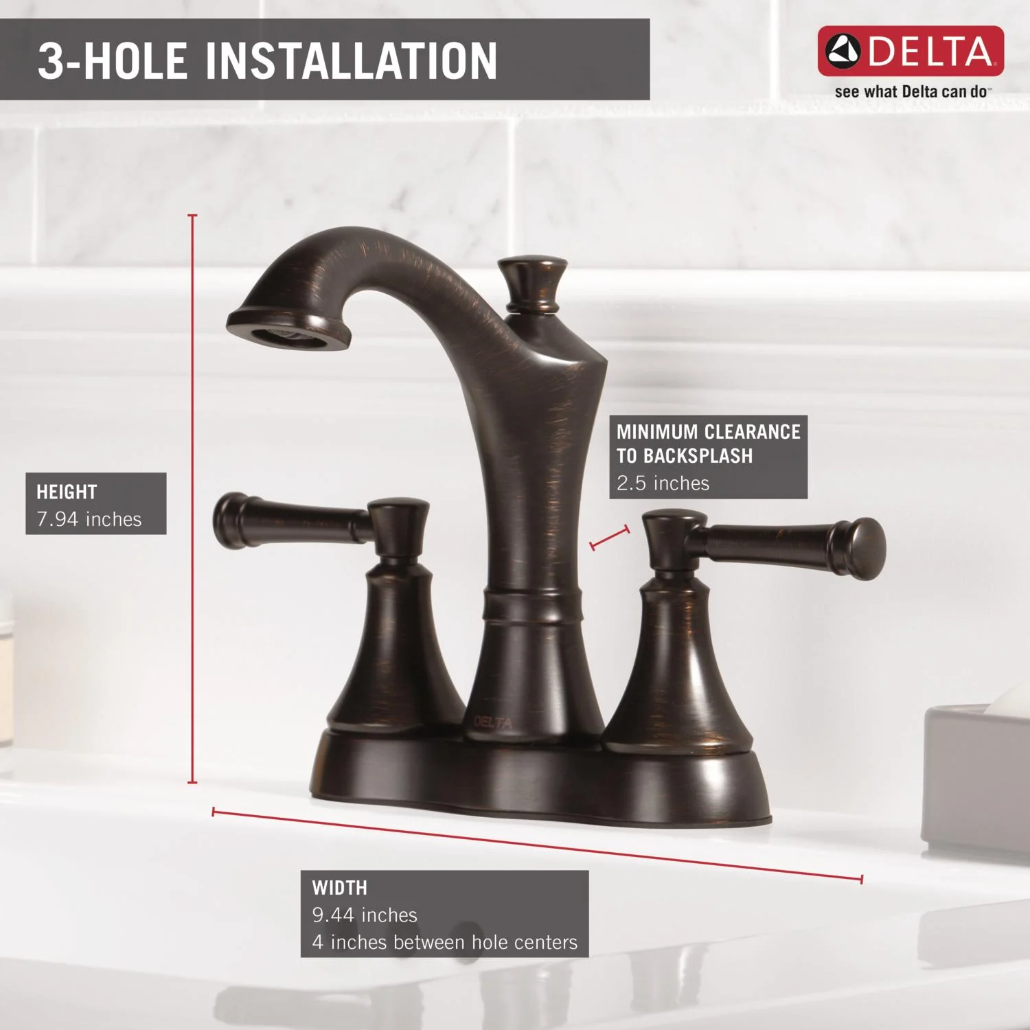 Delta Valdosta Venetian Bronze 2-Handle 4-in Centerset WaterSense Bathroom Sink Faucet with Drain - Image 4