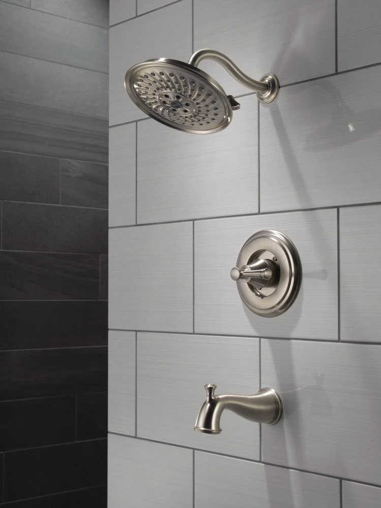 Delta Valdosta with H2Okinetic Technology SpotShield Brushed Nickel 1-Handle Bathtub and Shower Faucet with Valve - Image 3