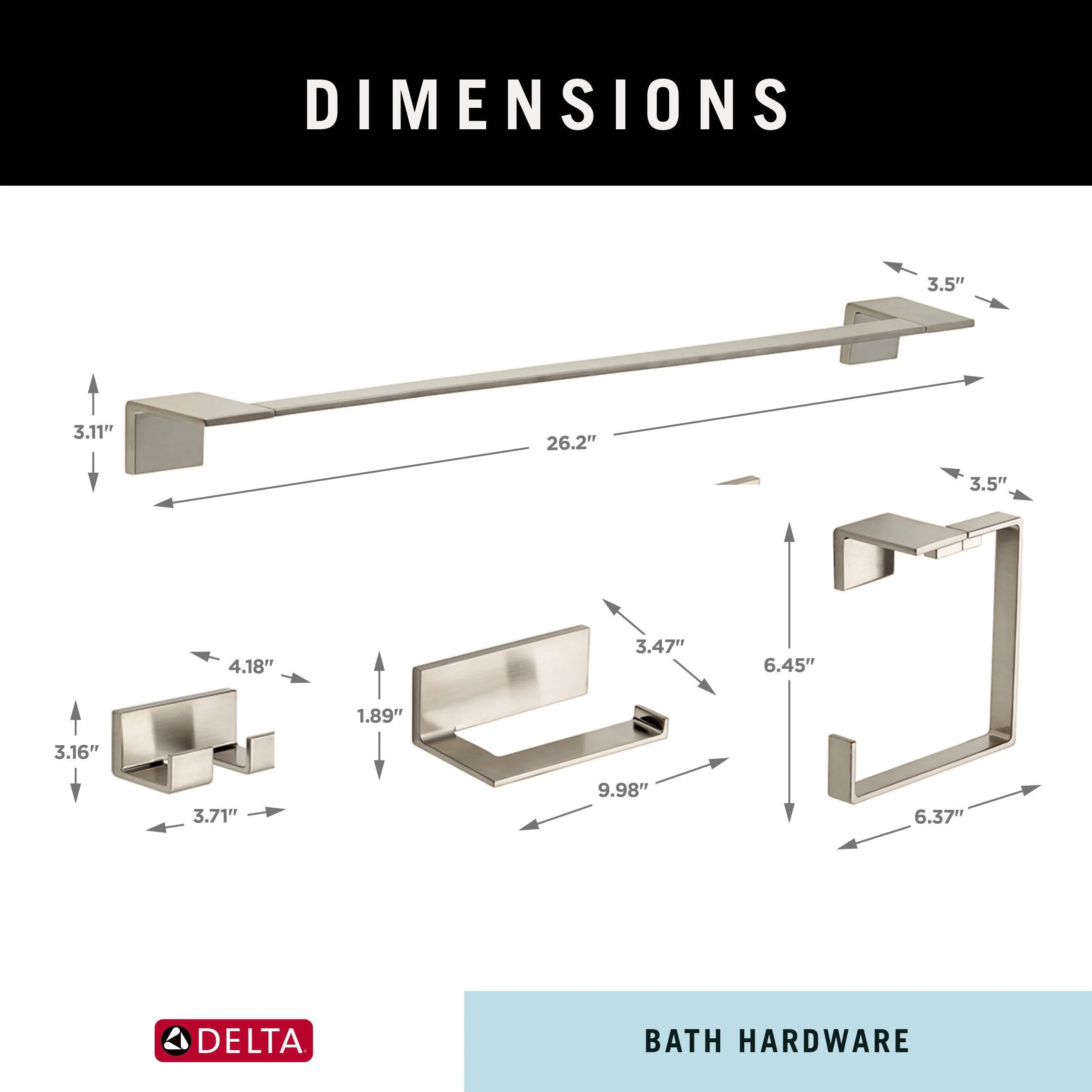 DELTA Vero 4‑Piece Decorative Bathroom Hardware Set, Brilliance Stainless - Image 5