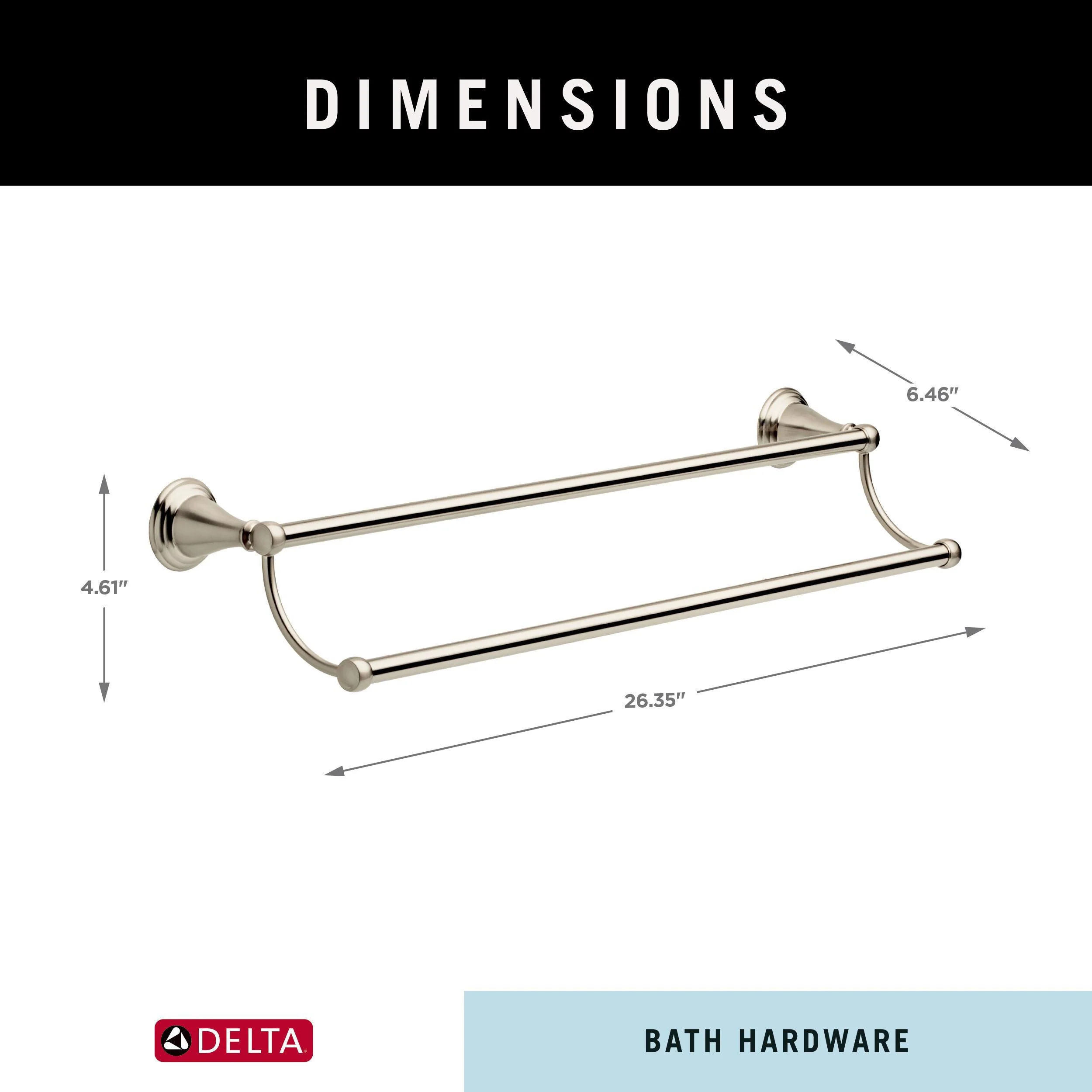 Delta Windemere 24-in Brushed Nickel Wall Mount Double Towel Bar - Image 7