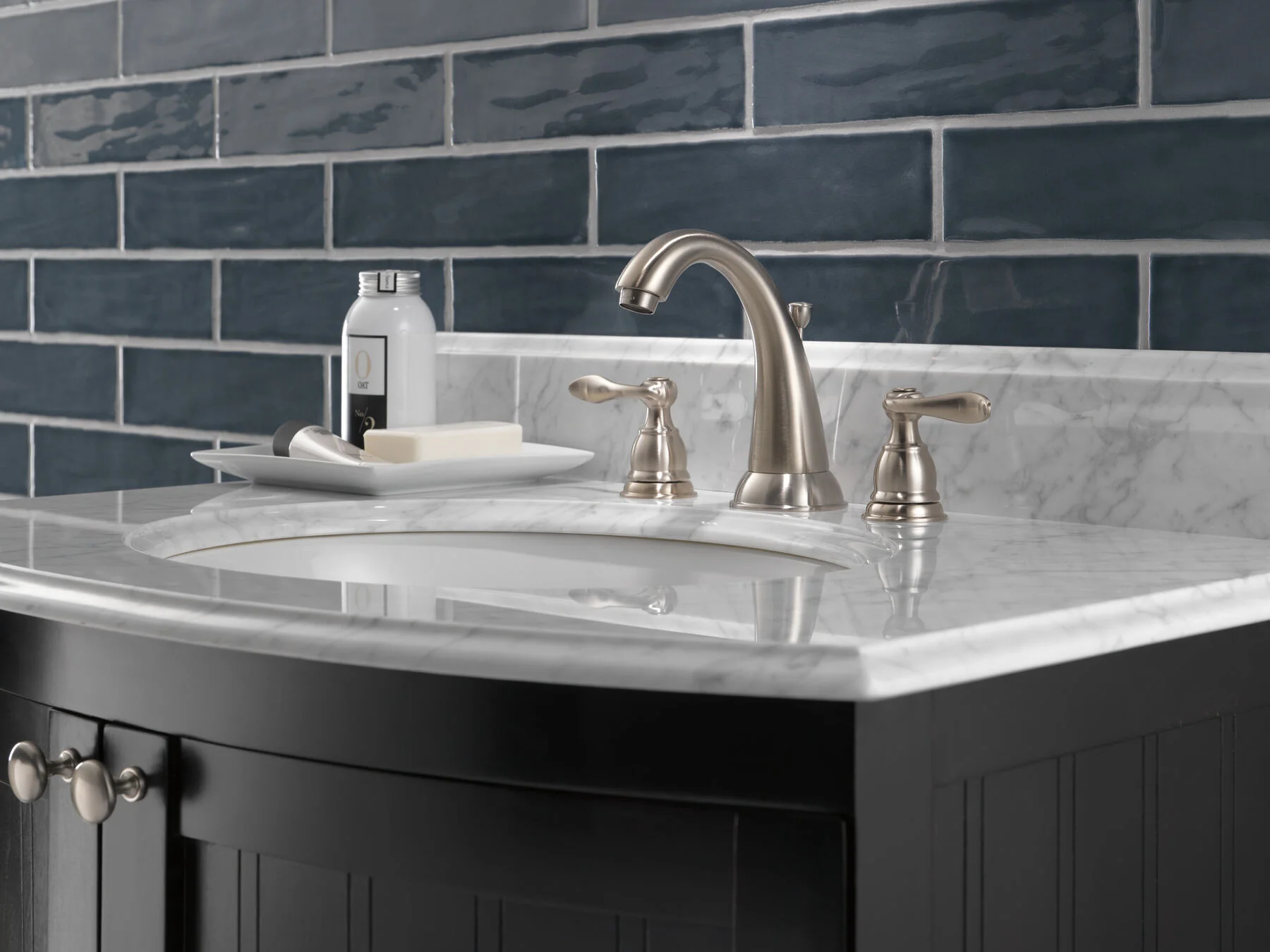 Delta Windemere Brushed Nickel 2-Handle Widespread WaterSense Bathroom Sink Faucet with Drain, 35996LF-BN-ECO - Image 2