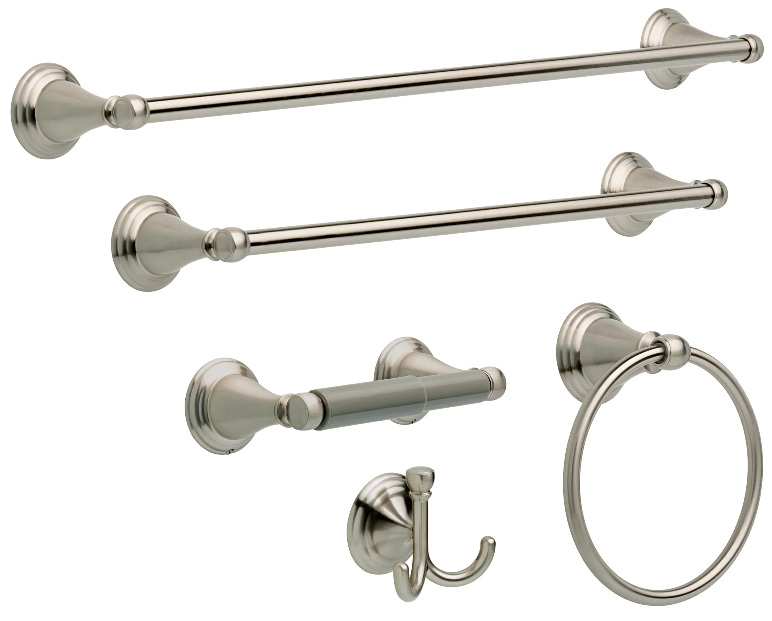 Delta Windemere Brushed Nickel Wall Mount Spring-Loaded Toilet Paper Holder - Image 4