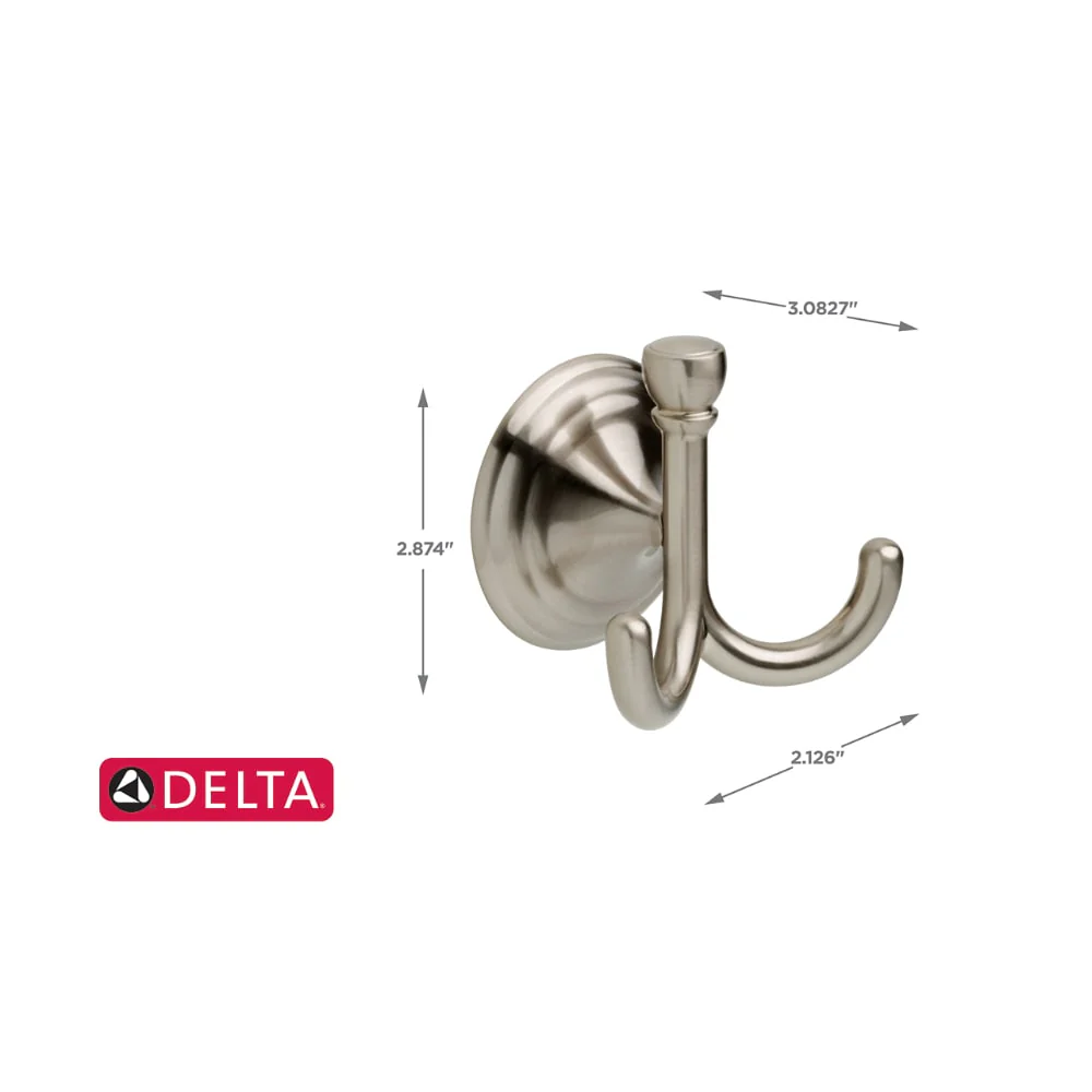 Delta Windemere Double Hook Brushed Nickel Towel Hook - Image 7