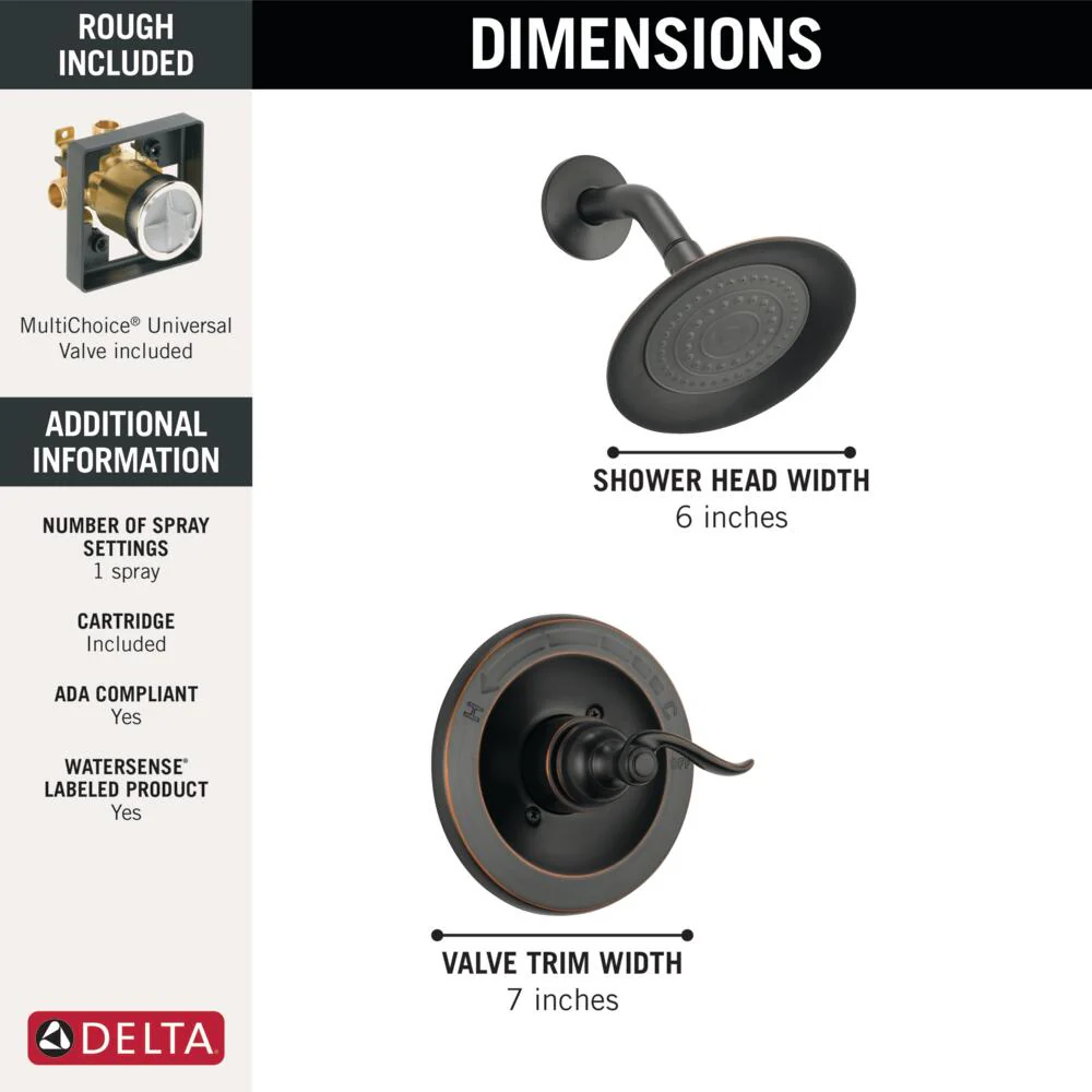Delta Windemere Oil Rubbed Bronze 1-Handle Shower Faucet with Valve - Image 3