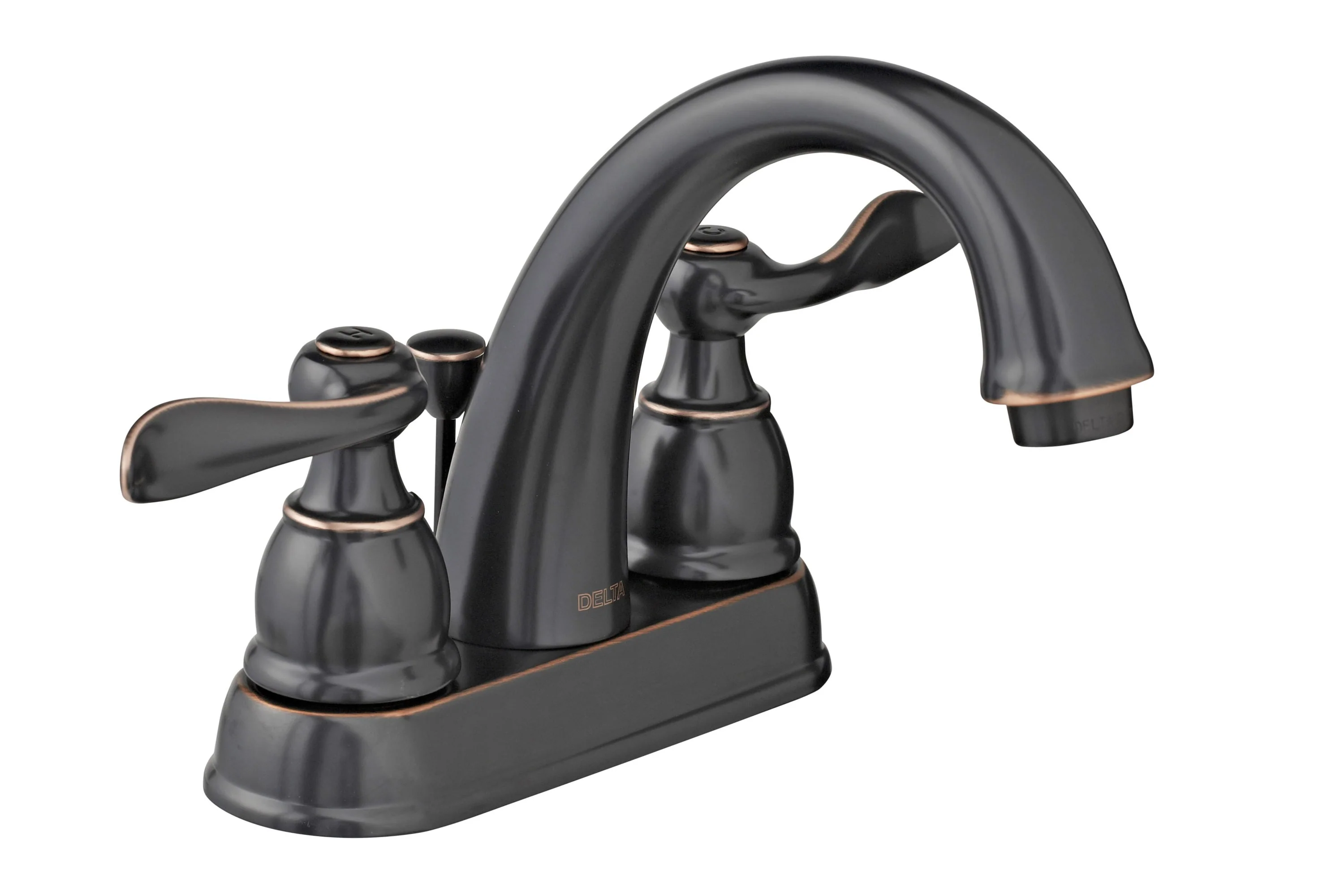 Delta Windemere Oil Rubbed Bronze 2‑Handle 4-in Centerset WaterSense Bathroom Sink Faucet with Drain