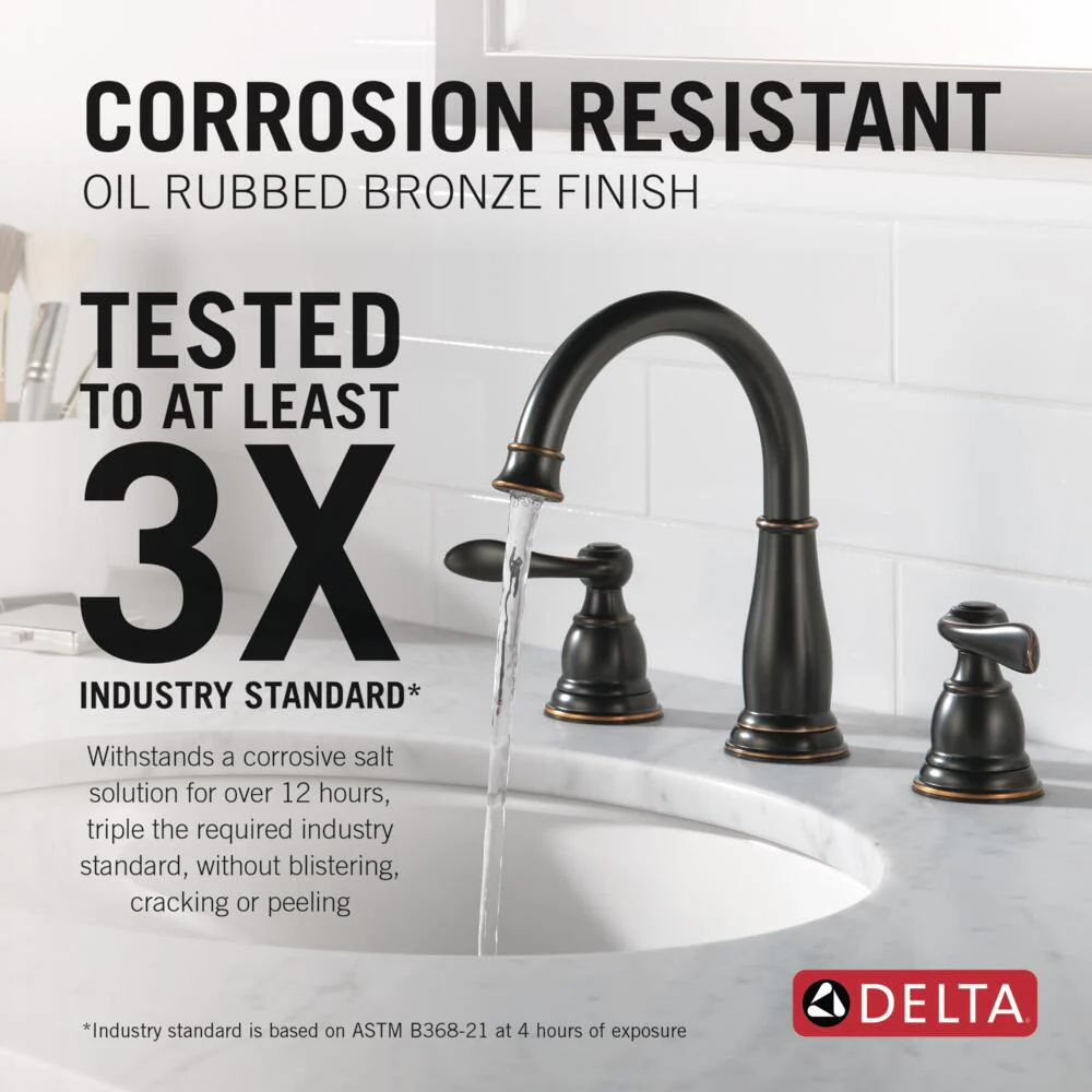 Delta Windemere Oil-Rubbed Bronze 2-Handle Widespread WaterSense Bathroom Sink Faucet with Drain - Image 3