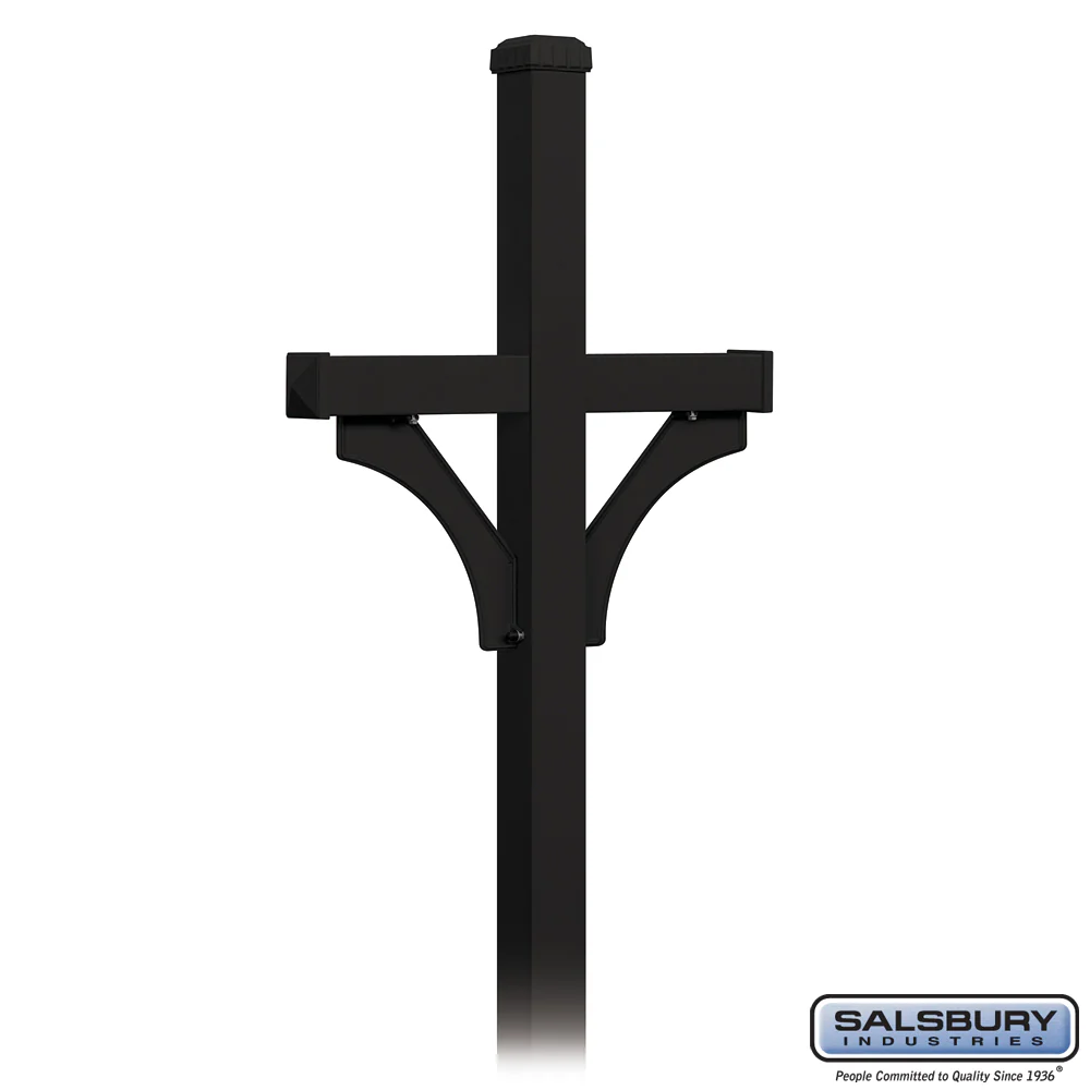 Deluxe 2-Sided In-Ground Mounted Mailbox Post - Black