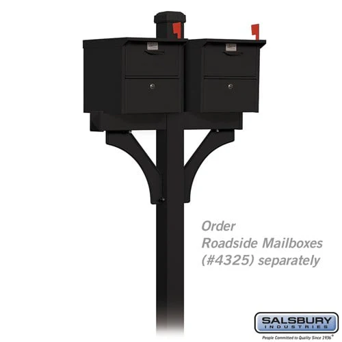 Deluxe 2-Sided In-Ground Mounted Mailbox Post - Black - Image 2