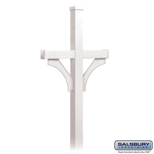 Deluxe 2-Sided In-Ground Mounted Mailbox Post - White