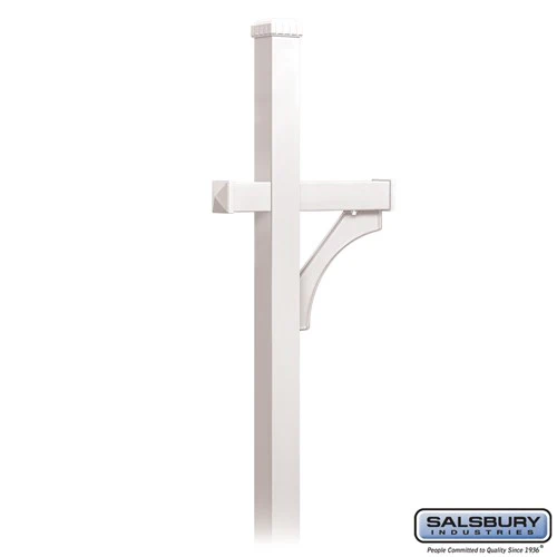 Deluxe In-Ground Mailbox Post - 1-Sided - White