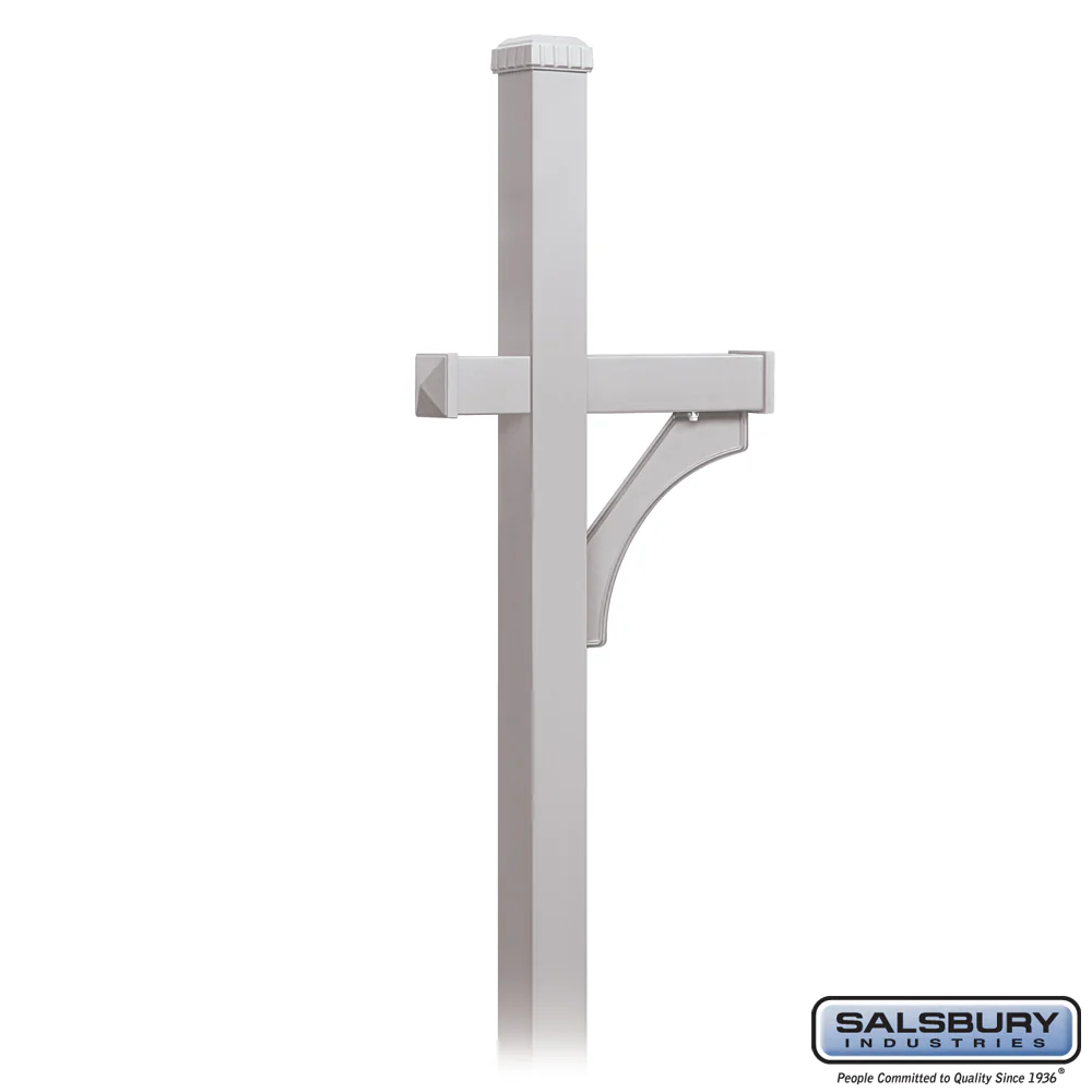 Deluxe In-Ground Mailbox Post, Silver, 1-Sided for Roadside Use