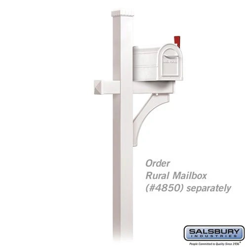 Deluxe Mailbox Post - 1 Sided - In-Ground Mounted - White - Image 2