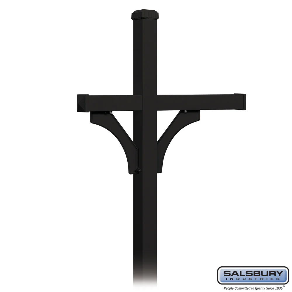 Deluxe Mailbox Post - 2 Sided for 3 Mailboxes - In-Ground Mounted - Black