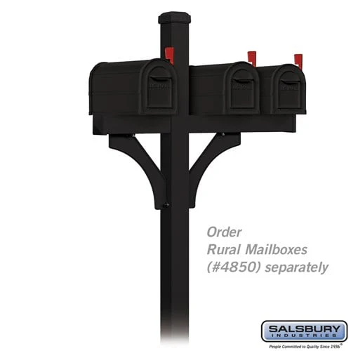 Deluxe Mailbox Post - 2 Sided for 3 Mailboxes - In-Ground Mounted - Black - Image 2