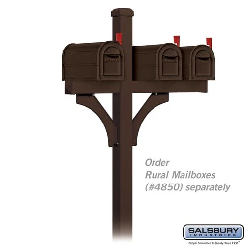 Deluxe Mailbox Post - 2 Sided for 3 Mailboxes - In-Ground Mounted - Bronze - Image 2