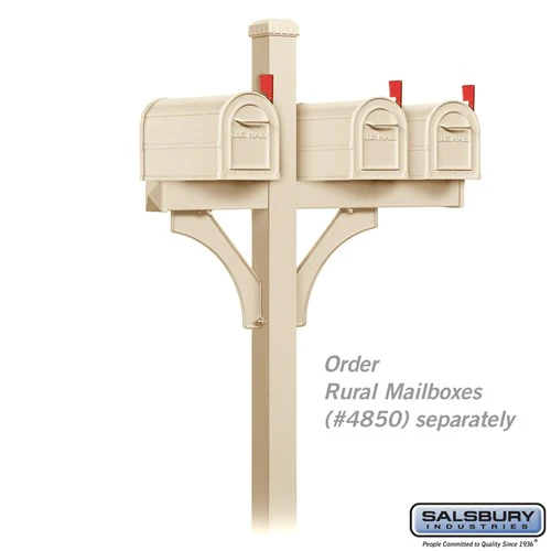 Deluxe Mailbox Post - 2 Sided for 3 Mailboxes - In-Ground Mounted - Sandstone - Image 2