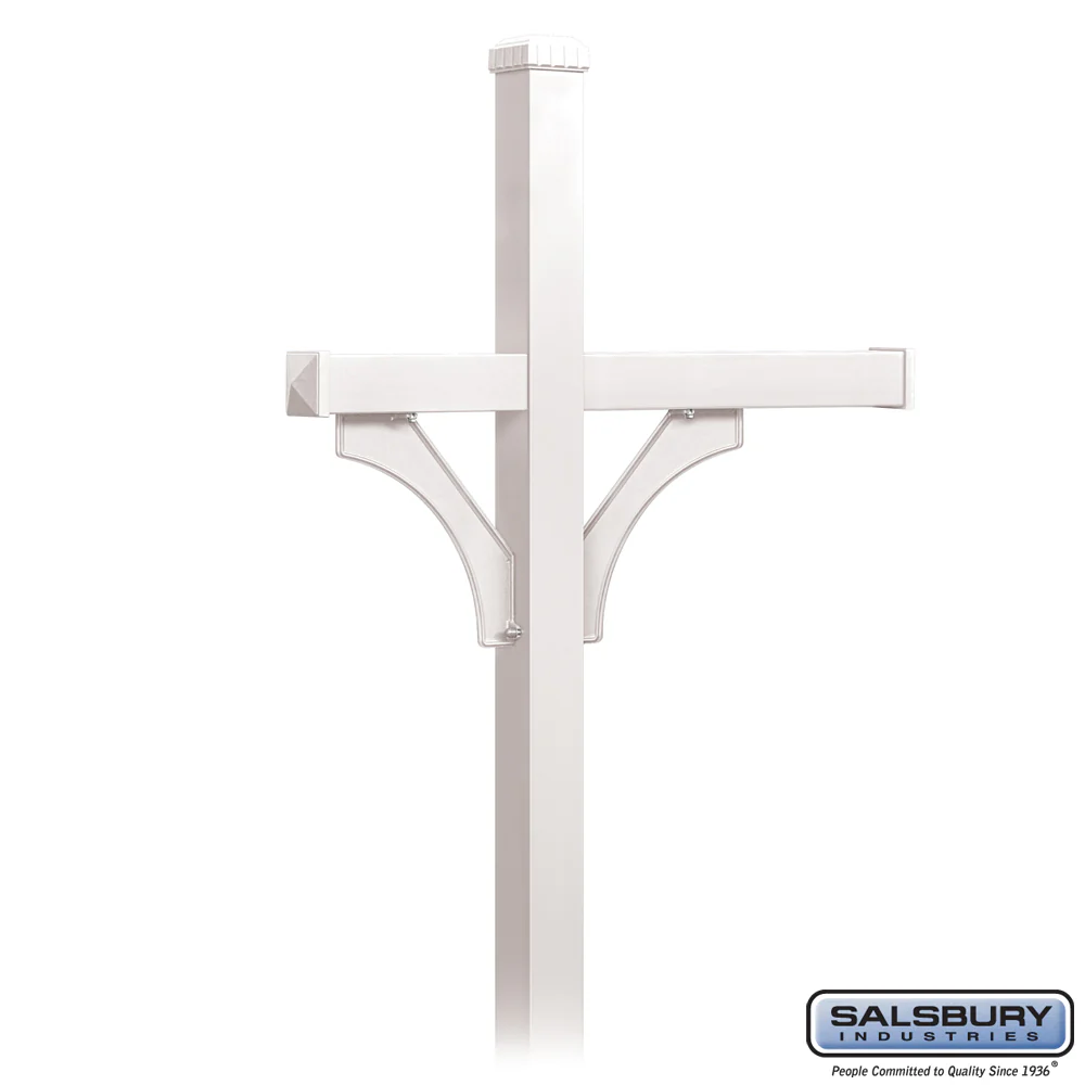 Deluxe Mailbox Post - 2 Sided for Two Mailboxes, In-Ground Mounted, White - Image 3